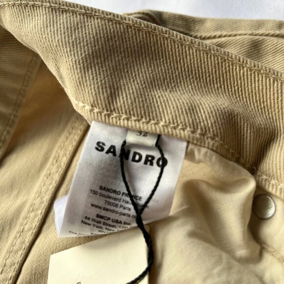 NWT SANDRO BEIGE STRAIGHT LEG JEANS - 32 - Picture 9 of 13